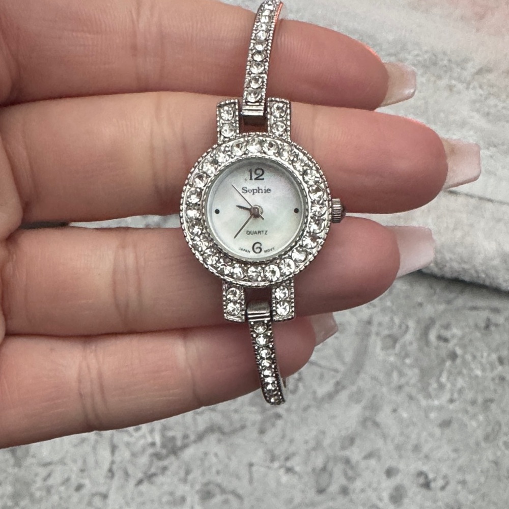 Vintage Sophie Watch with mother of pearl face and rhinestones!